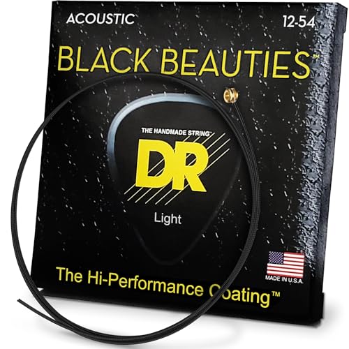 DR Strings Acoustic Guitar Strings, Black Beauties - Black Coated, 12-54
