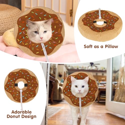 Image of BEAUTYZOO Cat Cone Collars Soft, Cat Recovery E Collars After Surgery to Stop Licking, Adjustable Elizabeth Circle Collar Cute Pet Donut Pillow for Cats Kitten Small Dogs