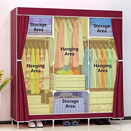 Portable Fabric Wardrobe nizer with Hanging Rail and Shelves Foldable Closet Storage Solution for Bedroom White Canvas W