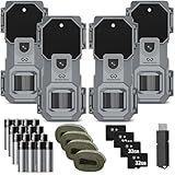 WOSPORTS Mini Trail Camera 4 Pack 32MP 1080P HD Deer Camera with 32GB SD Card Game Cameras with Night Vision Motion Activated Waterproof with Card Reader