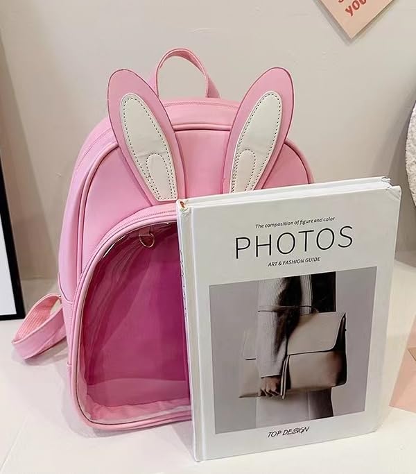 Bunny Cat Ears Ita Backpack Pin Collection Bag Display Backpack for Anime Cosplay Clear Window Kawaii (Pink)2