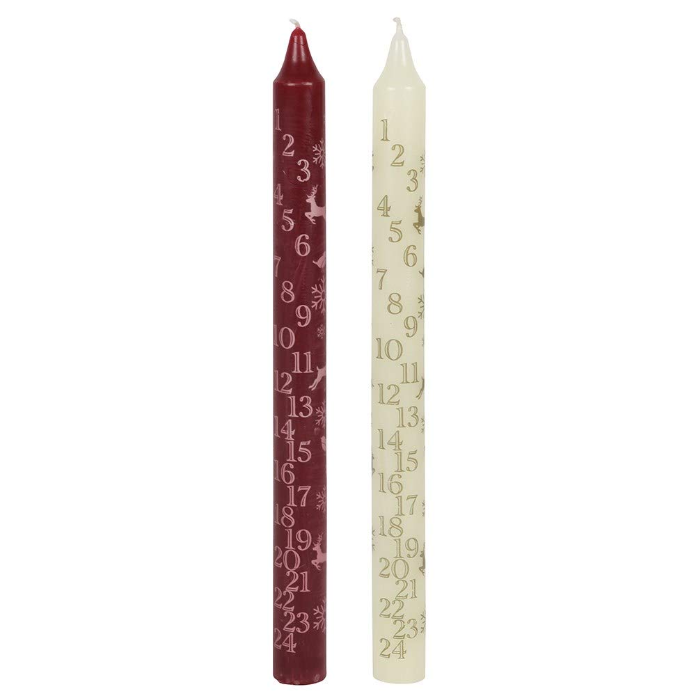 Sil Red Christmas Advent Taper Dinner Candle - Or Ivory Colo 25Cm