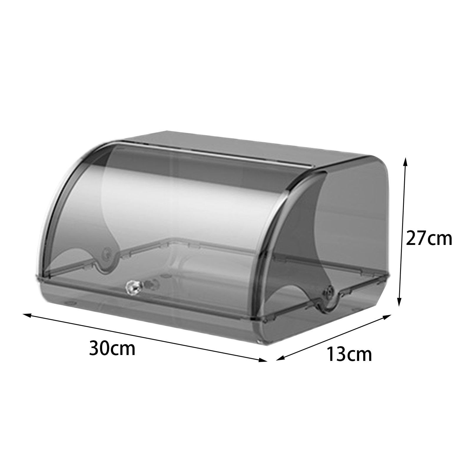 MERIGLARE Caja de Almacenamiento de Pan, Recipiente Acrílico Multiusos con Tapa Enrollable, Gran Capacidad, para Productos Horneados de Panadería, Gris Claro, Individual