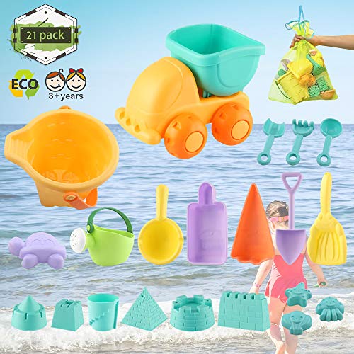 Chanvi Beach Toys Set, Toddler Beach Sand Toy Pool Bath Play Sets (21 pcs)- Included Mesh Bag, Soft  - //coolthings.us