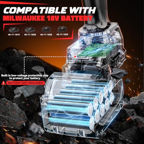 Image of DIYtoolifz Cordless Impact Wrench 1 /2 inch Compatible with Milwaukee 18v Battery, 750FT-LBS(1000N.m) Brushless Impact Driver, Electric Impact Gun with LED Work Light, Variable Speeds, 4-Speed Control.