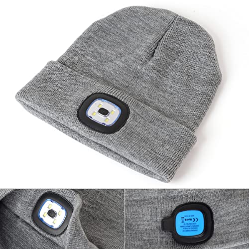 Unisex-LED-Beanie-Hat-with-Light-4-LED-USB-Rechargeable-LED-Beanie-Cap-Headlamp-Winter-Warm-Knitted-CapHands-Free-LED-Lighted-Battery-Powered-Headlamp-Hat2-Pack