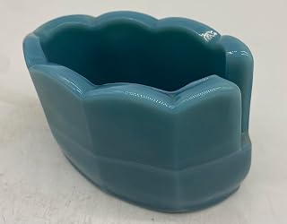 Spooner/Spoonholder - Scalloped Clamborn Mule Shoe - Sanitary - American Made - Mosser Glass USA (Georgia Blue)