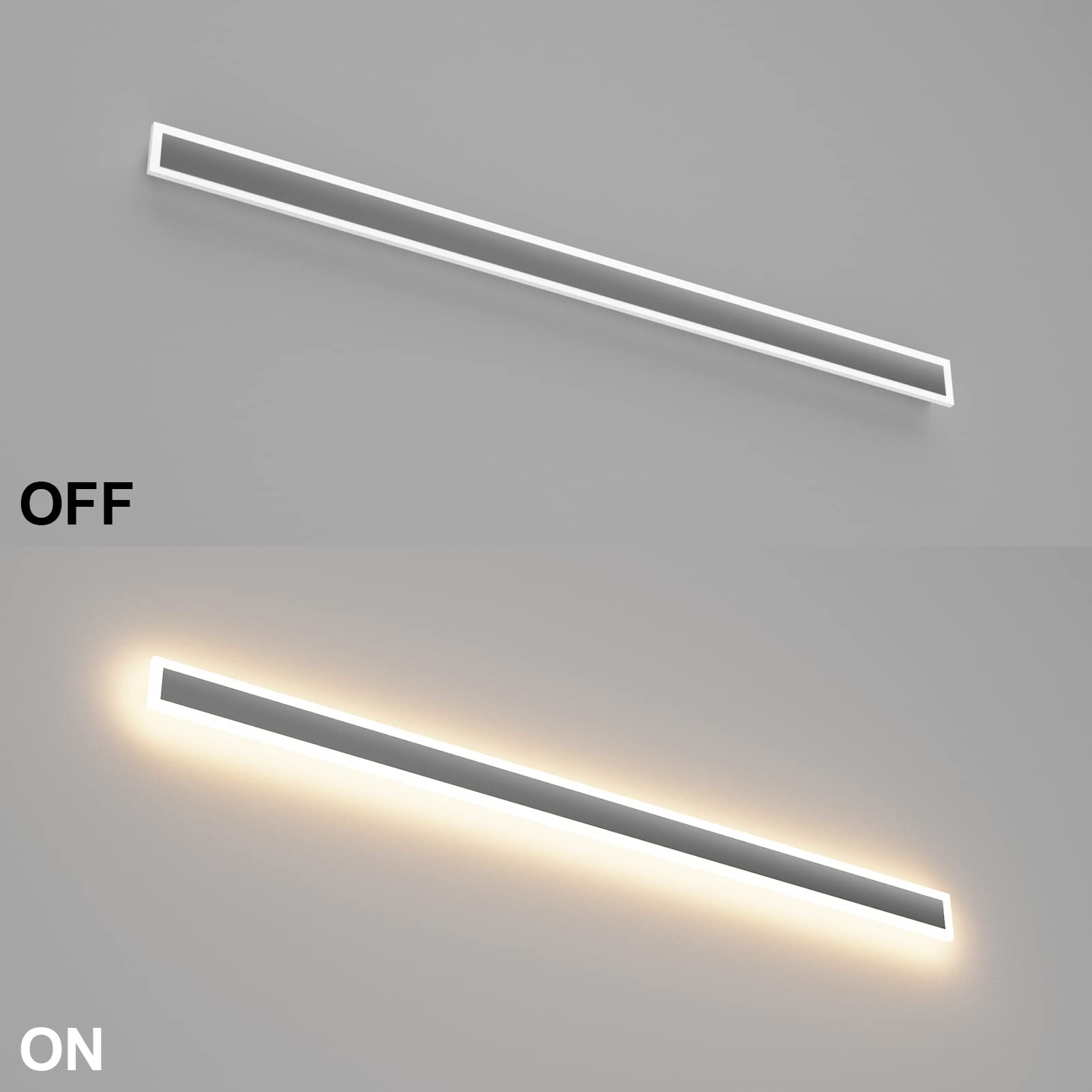 Klighten LED Wandleuchte Lange Wandlampe IP54 Dunkelgrau Wasserdicht Innen und Außenbereich Eisen-Acrylplatte Wandbeleuchtung für Gärten Villa, Terasse, Korridor, 150CM/45W，Warmweiß 3000K