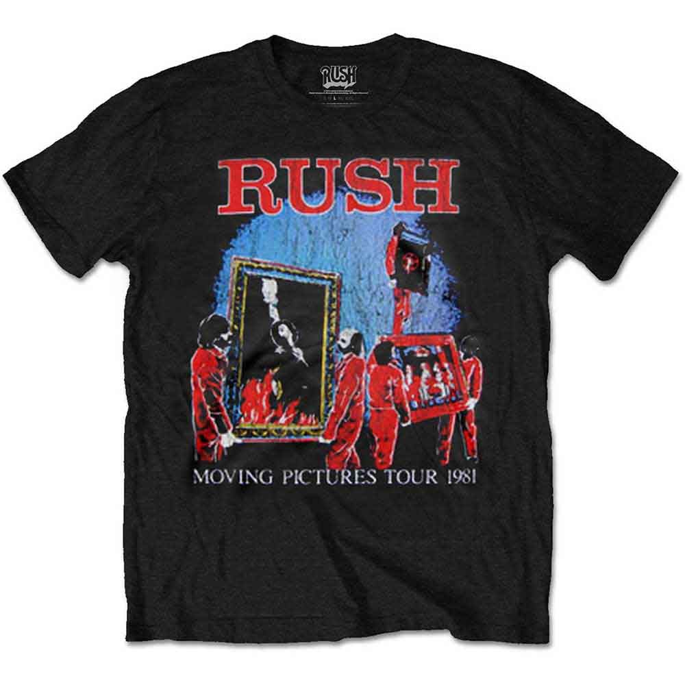 Rush Men's Black T Shirt Moving Pictures Tour 81 Band Logo Official Xl