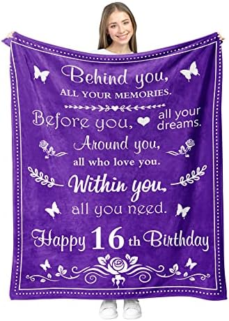 Fouca Sweet 16 Gifts for Girls, 16 Year Old Girl Birthday Gift Ideas, 16th Birthday Gifts for Girls, Birthday Gifts for 16 Year Old Girls, Sweet 16 Gifts Blanket 60" X 50", Sweet 16 Party Decorations