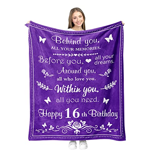 Fouca Sweet 16 Gifts For Girls, 16 Year Old Girl Birthday Gift Ideas, 16Th Birthday Gifts For Girls, Birthday Gifts For 16 Year Old Girls, Sweet 16 Gifts Blanket 60" X 50", Sweet 16 Party Decorations #TOP2