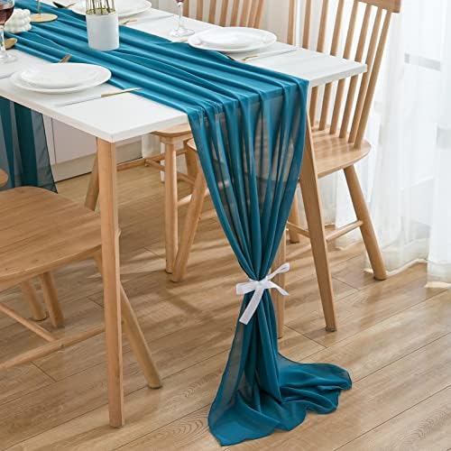 CHUQING Chiffon Table Runner 70 x 300 cm Green Washable Table Runner Table Decoration Wedding