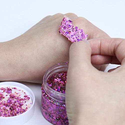 Dawils Face Glitter Peel Off Chunky Glitter Gel Face Makeup Holographic Chunky Glitter Body Peel Off Formula Cosmetic Glitter Glue Pink #TOP2
