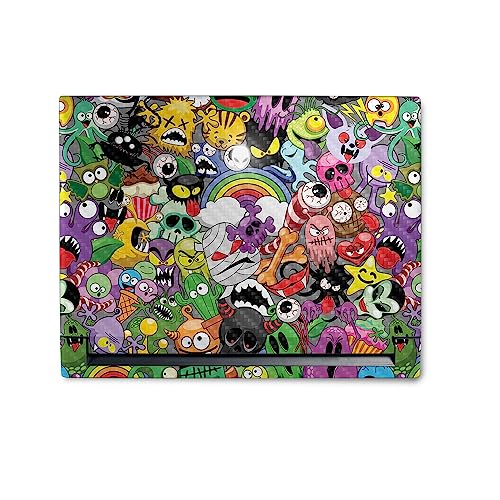 Image of MightySkins Carbon Fiber Skin Compatible with Alienware M18 R1 (2023) Full Wrap Kit - Monster Mash | Protective, Durable Textured Carbon Fiber Finish | Easy to Apply & Change Styles | Made in The USA