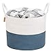 Cosyland Cesta de cuerda de algodón para la ropa sucia, cesta de almacenamiento para bebé, cesta trenzada con asa, para salón, suelo, habitación de los niños, mantas, cojines y juguetes, azul