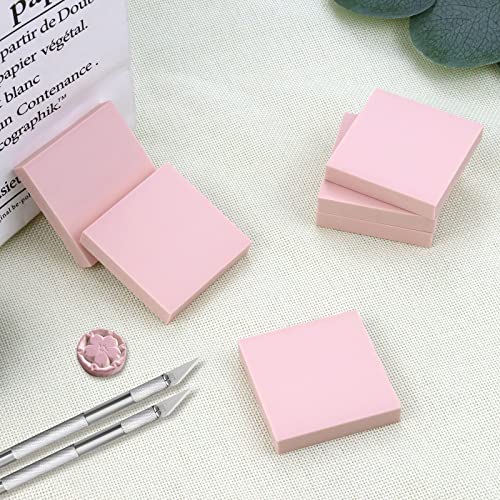 Oopsu 6 Pack 2"X2" Pale Pink Rubber Stamp Carving Blocks Rubber Carved Brick For Stamp Soft Rubber Crafts And Diy Craft Project #TOP6