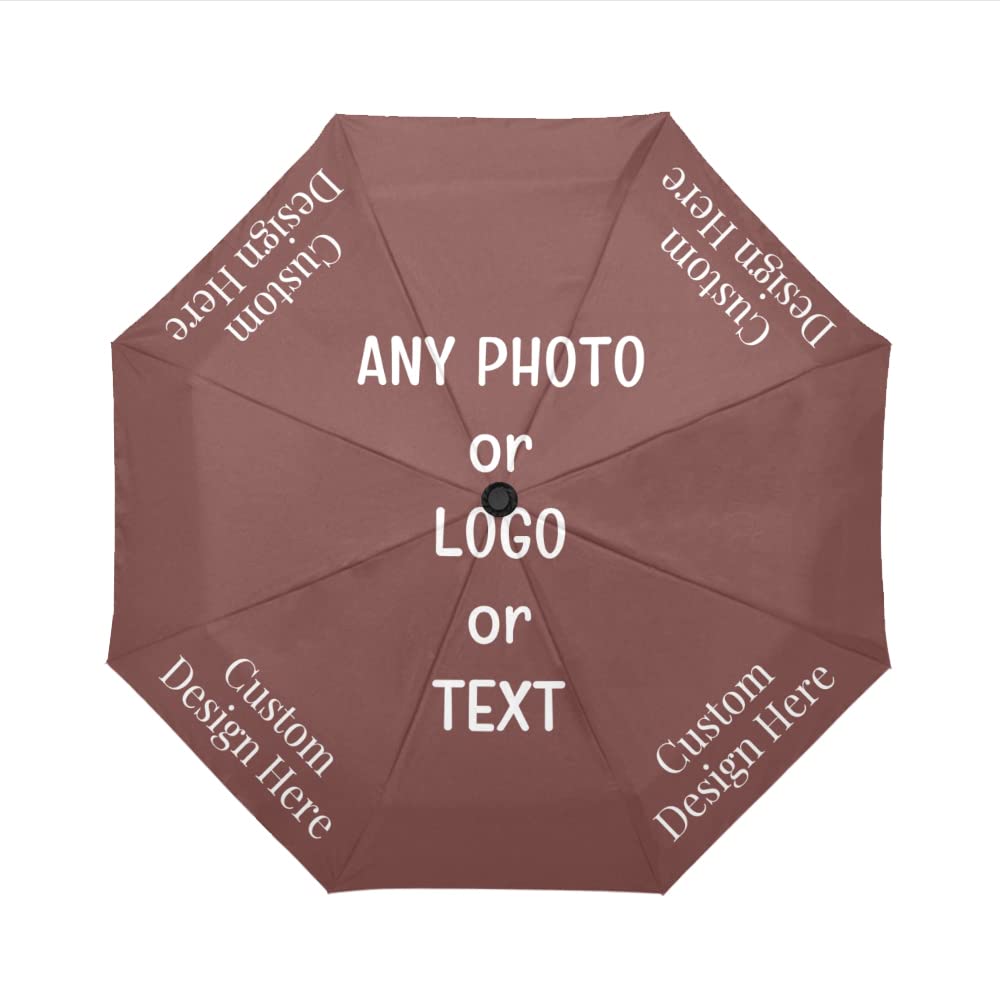 Custom Monogram Company Logo Text Compact Travel Umbrella Personalized Folding Portable Windproof Sevral Color Umbrellas for Rain Sun Customized Gifts for Men Women Wedding Friend Grandma Family