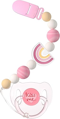 Aori Clips para chupete Rebron Baby Dolls Soportes de chupete Clips de silicona Paci con Paci magnético - Rosa