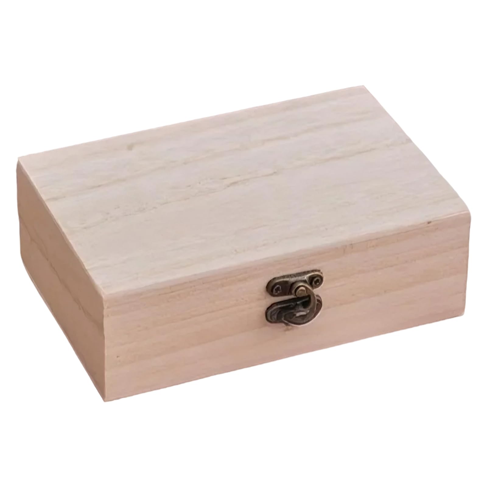 ShiningUU Unfinished Wooden Box 2 Pack Rustic Craft Storage with Locking Clasp | DIY Craft Lockable Storage Box | 15x10x5cm Home Decor Organizer