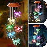 HiSolar Pet Memorial Wind Chimes Solar Powered Wind Chimes Dog Remembrance Gifts Color Changing 25...