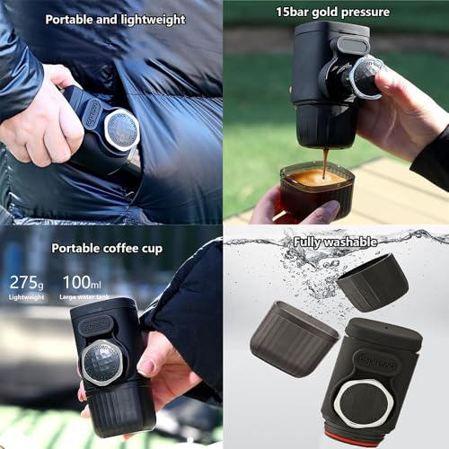 Cafetera portátil de mano 2 en 1 con tanque de 100 mL miniatura 7