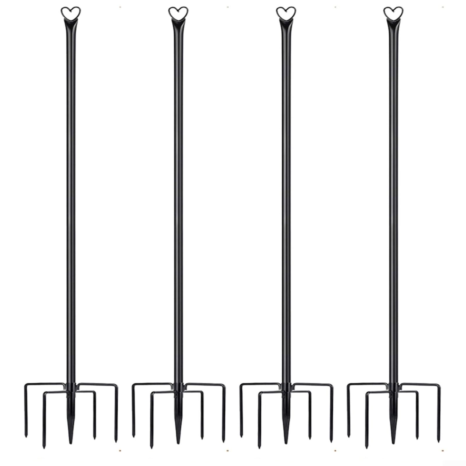 Lot de 4 poteaux lumineux de 3 m, montage facile, supports en métal antirouille avec base à 5 broches pour décoration de cour
