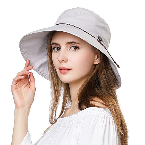Large Head 24" inch Womens Packable Bucket Ponytail Linen/Cotton Sun Hat Spf50 Safari