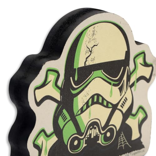 Image of Disney Star Wars Stormtrooper Crossbones Shelf Sitter Decor | Chunky Wood Block Tabletop Decoration for Halloween