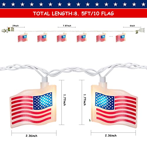 Goothy 4Th Of July Lights 8.5F American Flag String Lights, Patriotic Lights With 10 Mini American Flag Lights, Plug In 4Th Of July Decorations Lights For Indoor Independence Day Party Memorial Day #TOP1