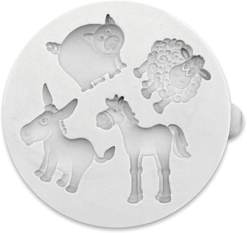 Miniatura 2 de Katy Sue Molde de silicona en miniatura de animales de granja para decoración de pasteles y manualidades, hace cerdos, ovejas, caballos y burros,