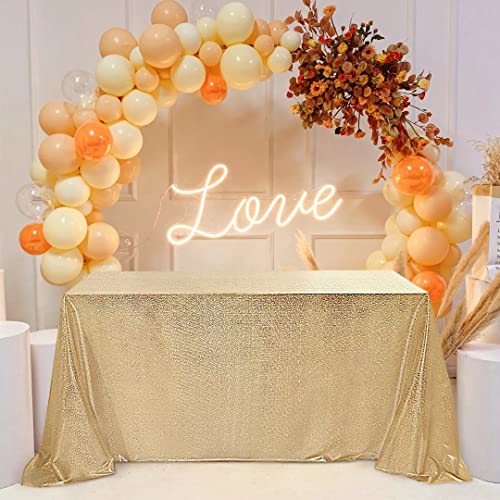 Fitable Sequin Tablecloth for Parties 60x102 Inch - Sparkle Glitter Table Cloth Laser Rectangle Table Cover Overlay for Wedding Baby Shower Ceremony Birthday Cake Table Holiday Banquet Decor, Khaki