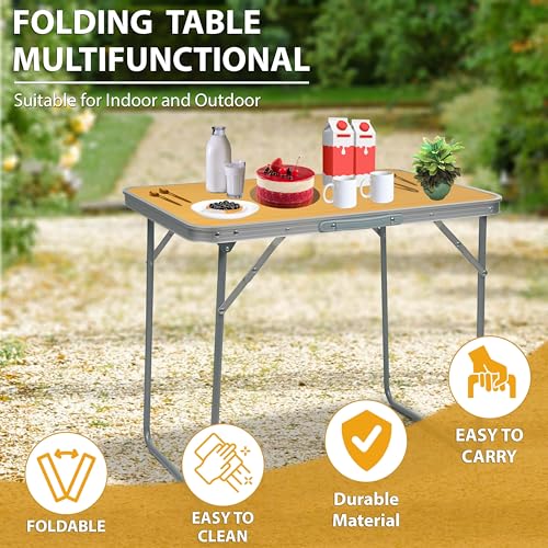 Crystals 2.3ft Aluminum Folding Picnic Table | Lightweight & Portable Camping Table | Adjustable Height Outdoor Trestle Table for BBQ, Garden, Travel, & Events – Sturdy & Compact (Orange) - Image 4