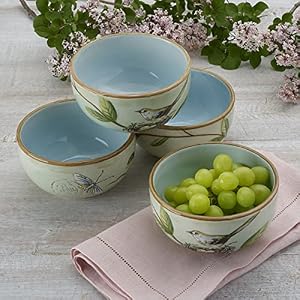 Fitz and Floyd Toulouse Small Fruit Bowls, Set of 4, 5-Inch, Green Fitz and Floyd Toulouse Small Fruit Bowls Set of 4 5 Inch Green