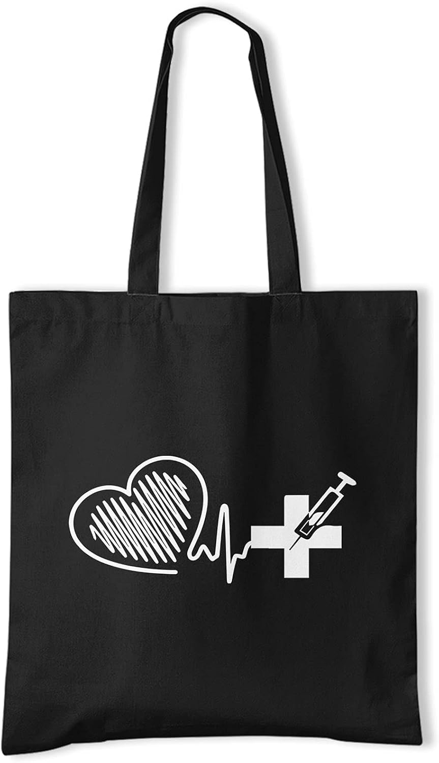 Funny Phlebotomist Tote Bag, Phlebotomist Heartbeat Womens Handbags