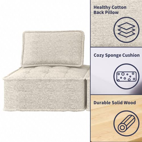 Zafly Loveseat Sofa, Small Sectional Armless Floor Sofa，Upholstered Couch With Removable Back Cushion For Living Room/Bedroom, Apartment, 2Pcs (Beige) #TOP5