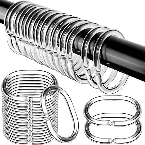 AmzUPER ERA 48 stuks haken douchegordijn C ringen douchegordijnringen kunnen overtrek voor badkamer douche raam (transparant)