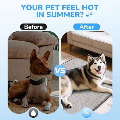 Cooling Mat for Dogs and Cats, Self-Cooling Mats for Pets, Dog Cool Pad Cooling Blanket Indoor and Outdoor Pet Mats for Cats (Brown, Medium)