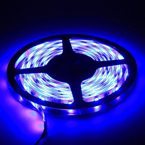 iShining 12V Flexible LED Strip Lights, Blue LED Flash Strip Light,waterproof Super Bright 300 Units 5050 LED,Pack of 16.4Ft/5M for Garden, Home, Kitchen, Aquarium, Car, Bar, DIY Party (Blue)