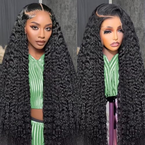 30 Inch Deep Wave Lace Front Wigs Human Hair 200