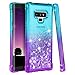 Ruky Galaxy Note 9 Case, Gradient Quicksand Series Glitter Flowing Liquid Floating TPU Bumper Cushion Reinforced Corners Girls Women Cute Case for Galaxy Note 9 (2018 Release) (Aqua Purple)