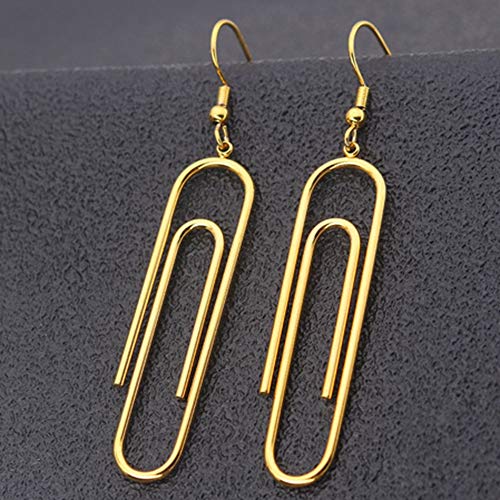 Stainless Steel Paper Clip Style Party Statement Dangle Earrings2