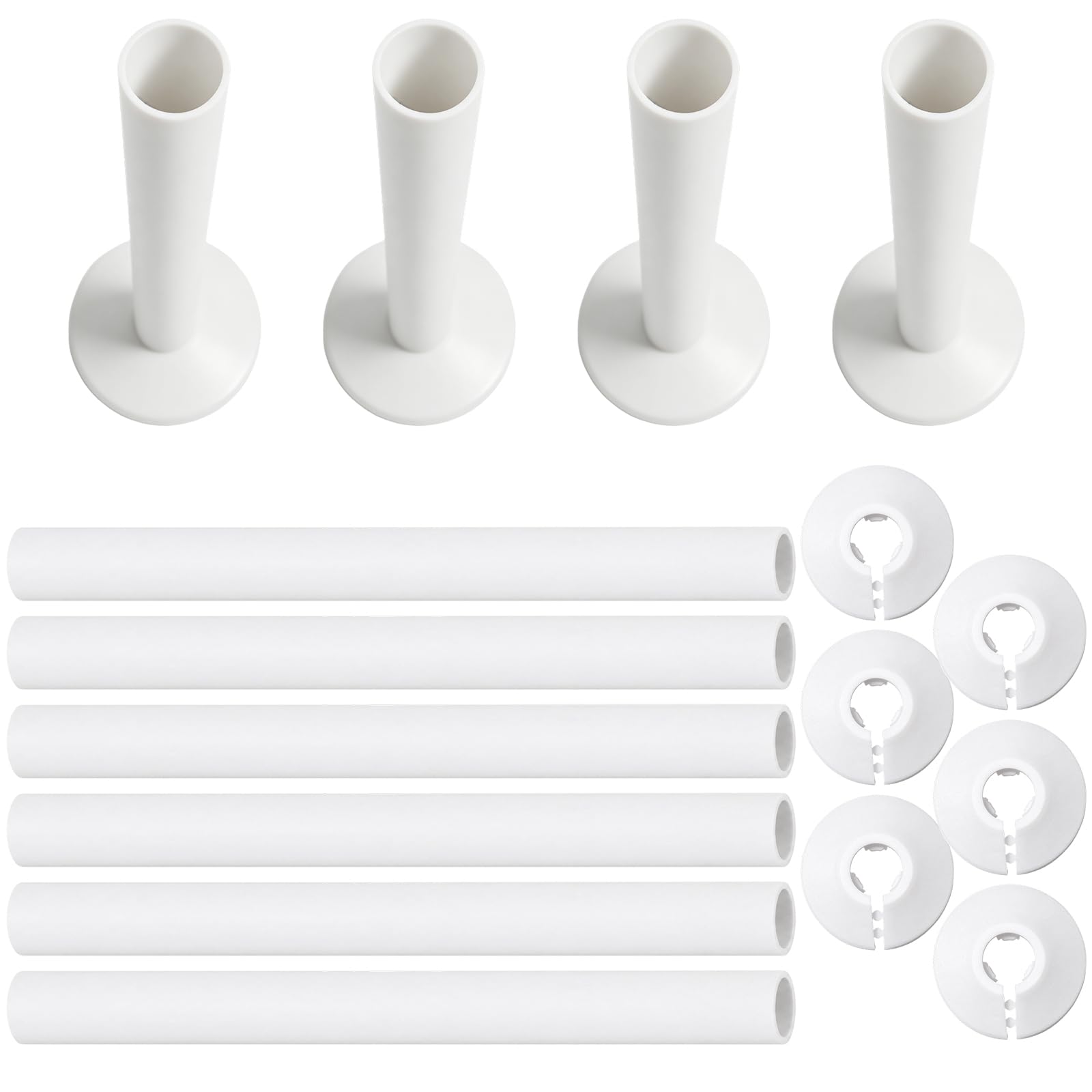10-Piece Radiator Pipe Covers White – Snap-On Pipe Covers for 15mm Pipes, Easy to Cut and Install