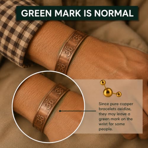 Image of Touchstone copper bracelets | gift for men women |adjustable 100% pure solid real magnetic jewelry | handmade bracelet set combo | celtic om inscribed tibetan bangles. Set of 3 different designs