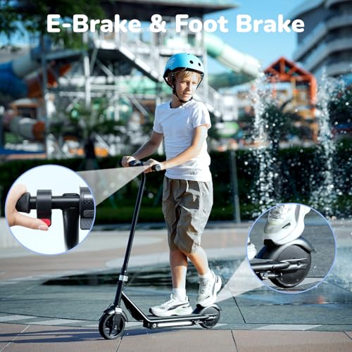 iScooter IK3 Electric Scooter for Kids Ages 6-12, 150W Motor, LED Display, 3 speeds Adjustable, Colorful Lights, Double Brake, Kids Electric Scooter with Magnetic Charging (IK3,Black) — view 6