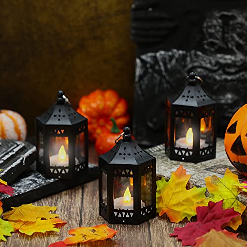 10 Pieces Ramadan Lantern Eid Mubarak Led Lights Ramadan Decoration Mini Star Led Lantern With Shining Decorative Hanging Lantern Battery Portable Vintage Hexagonal Lantern For Home (Black) #TOP6