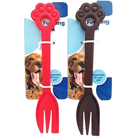 2X Pet Food Forks, Random Colours - Cream, Brown & Red Cover