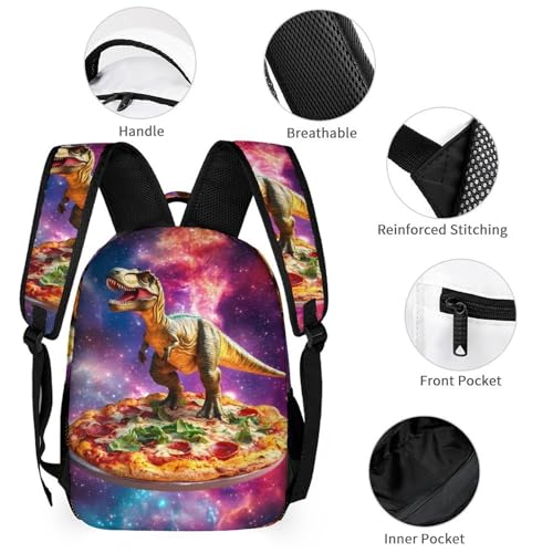 Dinosaur Standing on Pizza G-alaxy 3 PCS Backpack Set Casual Daypack with Insulated Lunch Bag & Pencil Case3