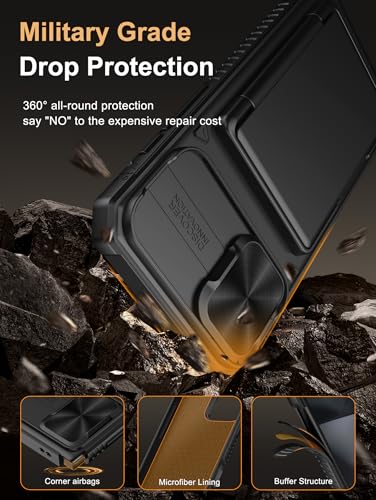 Image of Vihibii for iPhone 16 Plus Case Wallet with Card Holder (4 Cards) [RFID Blocking] & Slide Camera Cover, Military Grade Drop Protection, Rugged Hard Back & Silicone Edge Phone Case, 6.7 inch 2024, Black