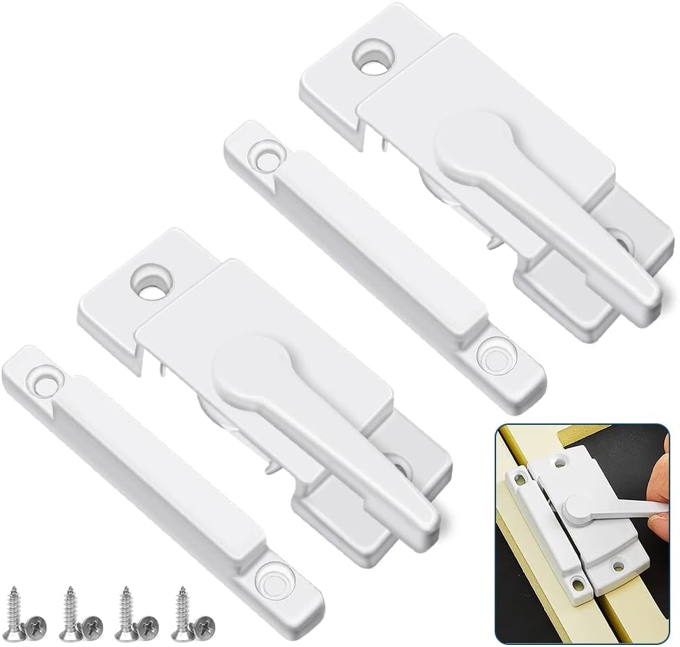 Double Hung Latch, Sliding Window Locks White Cam Sash Locks Vinyl Window Lock Sash Lock Keeper Replacement Window Locks for Vertical and Horizontal Sliding Windows Window Sash Security