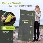 Zumi 100% Cotton Quick Dry Large Travel Towel - Soft, Thin, Compact, Highly Absorbent, Lightweight Camping Towel for Beach, Gym, Bath, Shower, Swimming, Dorm, RV - Gray - Image 2